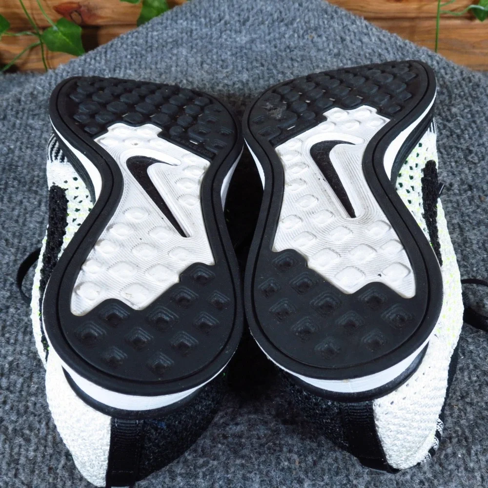 Nike‎ Flyknit Racer Mens Running Shoes Sz 4.5 Racing Volt Black White 526628-011